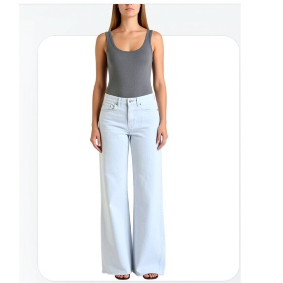 Hollister Denim - Hollister Ultra High Rise Vintage Straight White Jeans Size 7L Raw cut hem NWOT